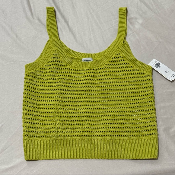 Abercrombie & Fitch Lime Green Crochet Knit Crop Top Tank Women’s Size Small NWT - Picture 2 of 8